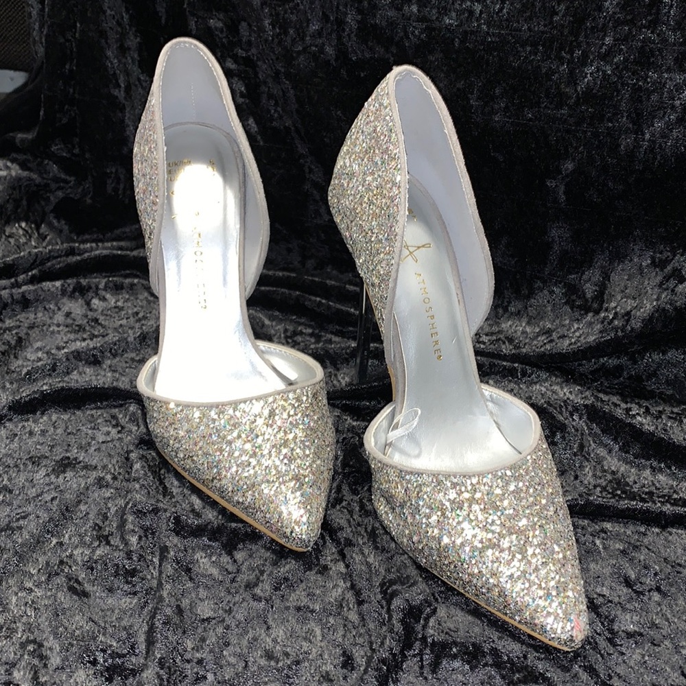 Sparkly Glittery 5-Inch Silver High Heels